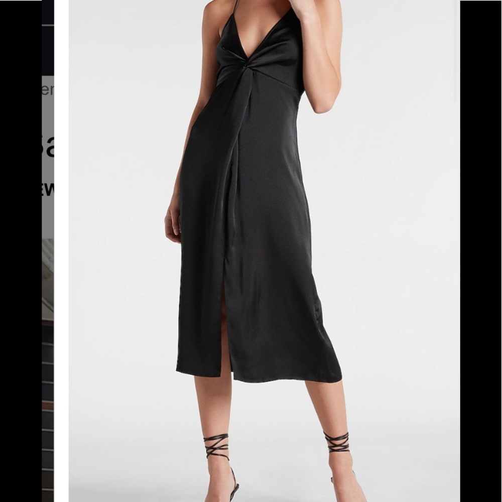 WORN ONCE Express black satin slip dress worn once!